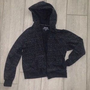 Gray Marled zip up hoodie short (almost crop)